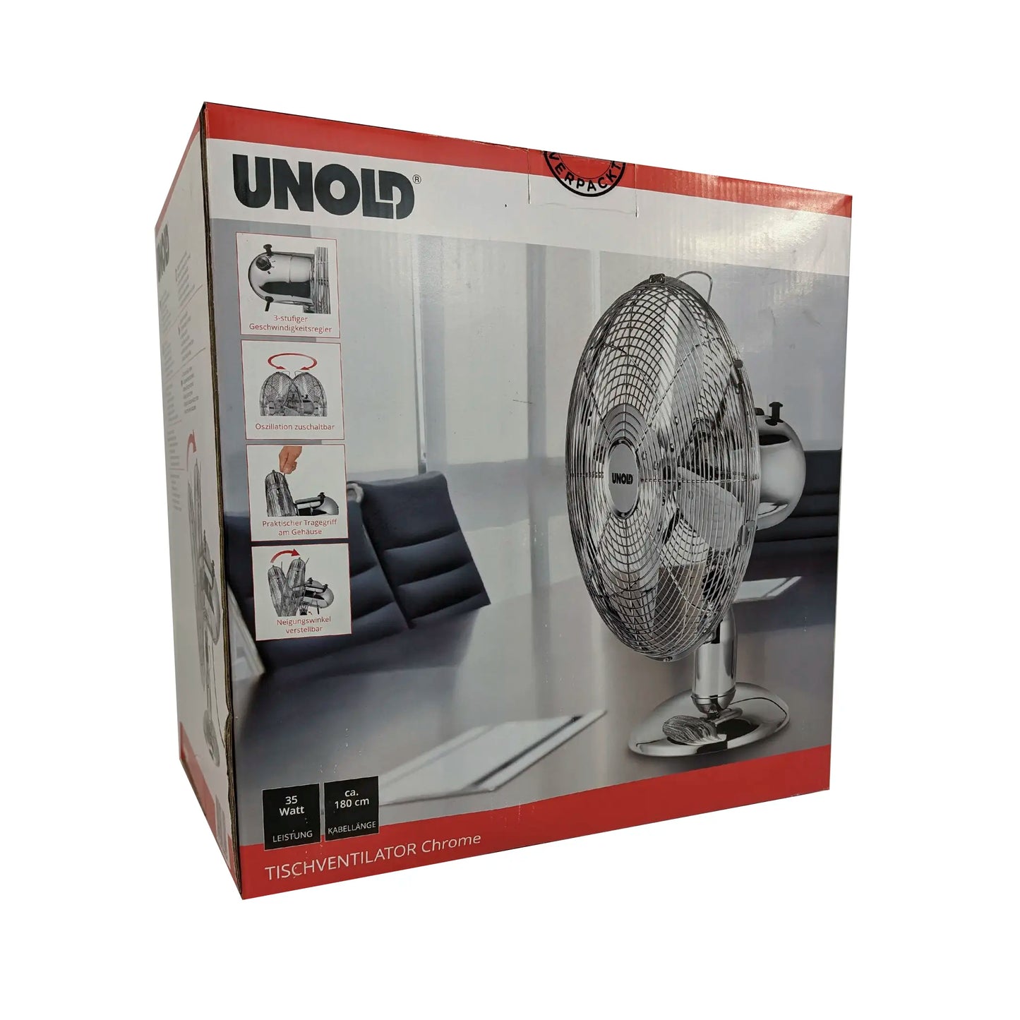 Unold 86830 Tischventilator Chrome