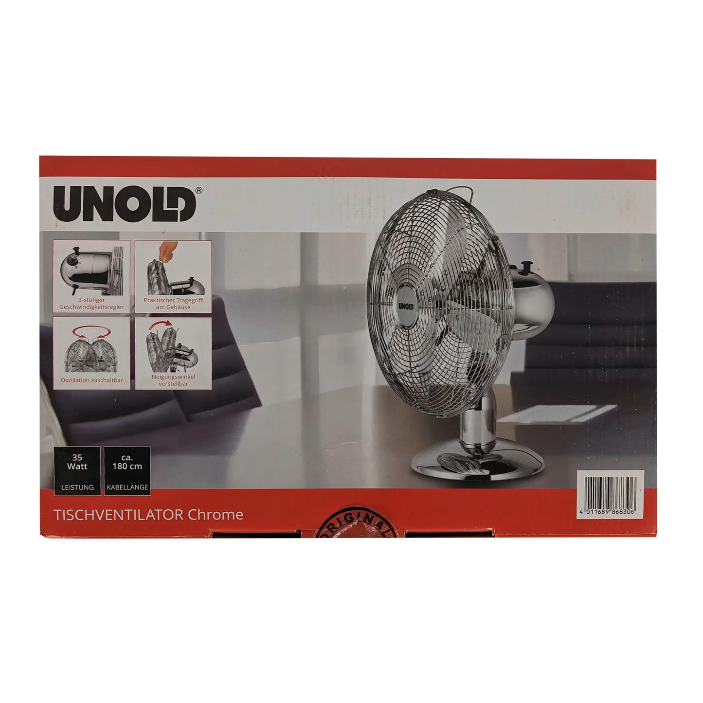 Unold 86830 Tischventilator Chrome