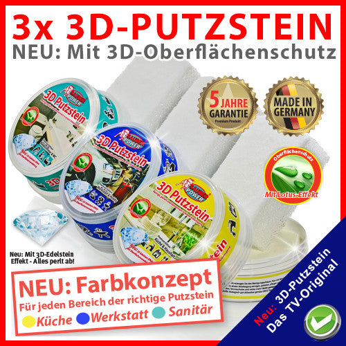 Sauber Power 3in1 3D-Putzstein Set 6-tlg. - tv-original - 2