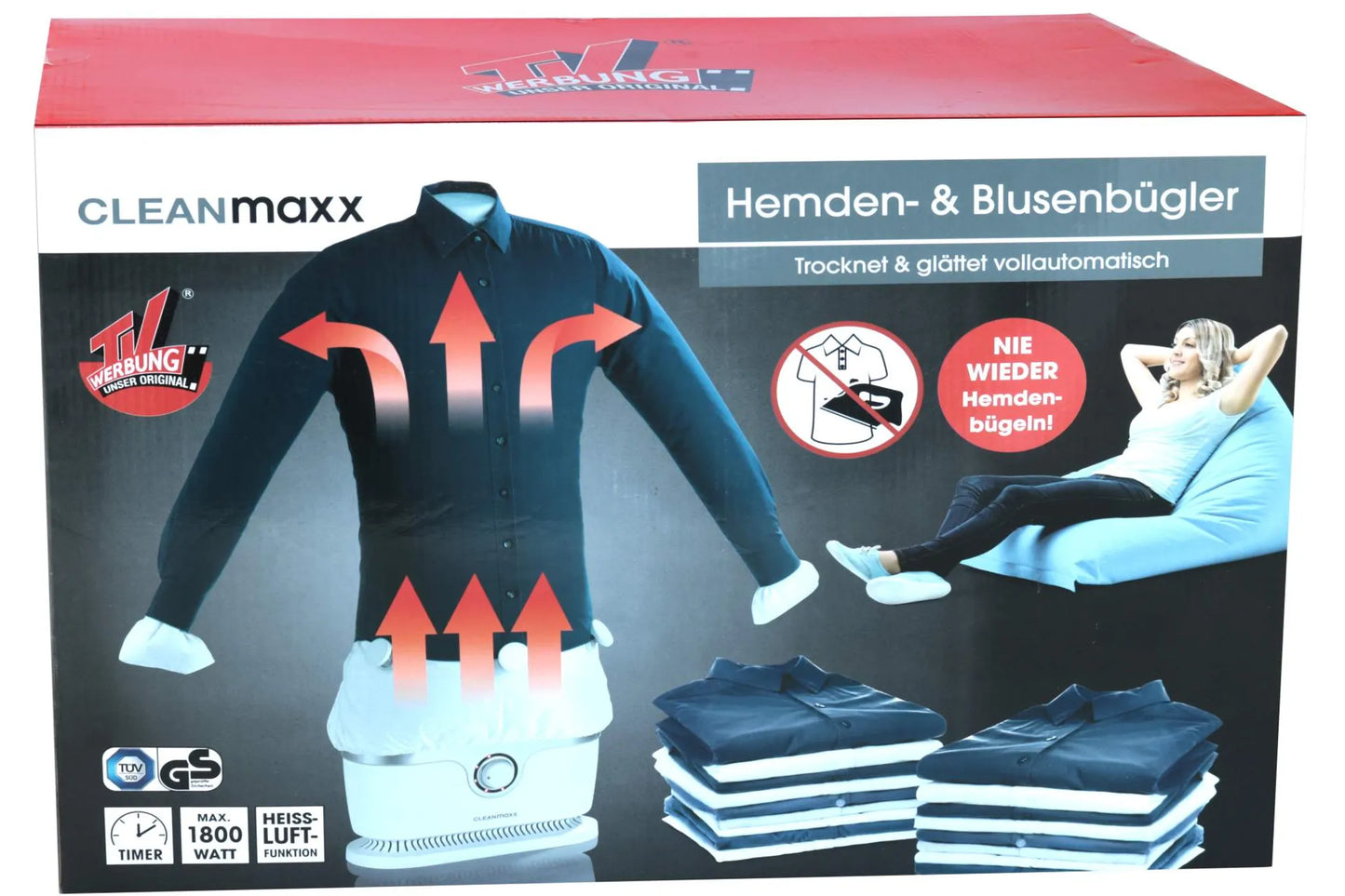 CLEANmaxx Bügler für Hemden & Blusen in Weiß/Silber - 1800 Wat