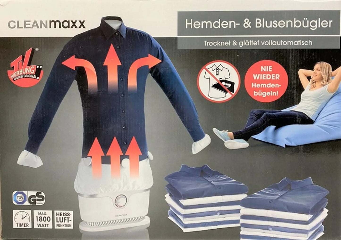 CLEANmaxx Bügler für Hemden & Blusen in Weiß/Silber - 1800 Wat