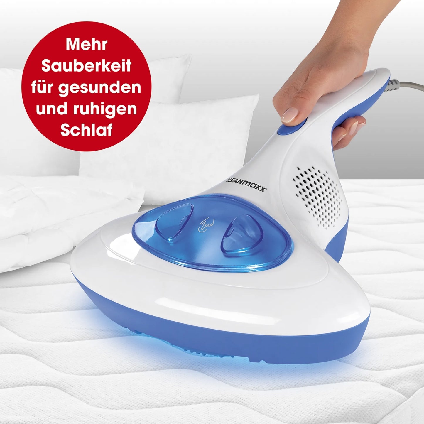 CLEANmaxx Milben-Handstaubsauger mit UV-C-Licht - Reinigen & Desinfizieren in einem Schritt Anti Milbensauger mit UV C Licht 300W HEPA Milben Handstaubsauger Cleanmaxx NEU