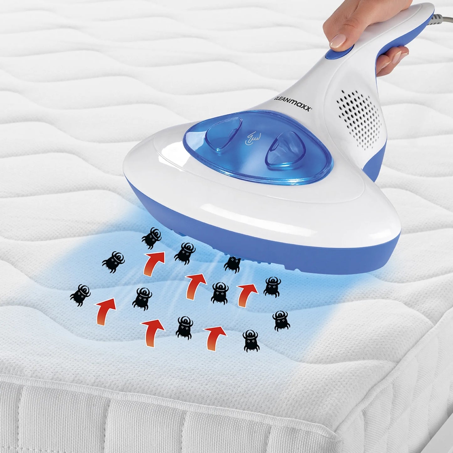 CLEANmaxx Milben-Handstaubsauger mit UV-C-Licht - Reinigen & Desinfizieren in einem Schritt Anti Milbensauger mit UV C Licht 300W HEPA Milben Handstaubsauger Cleanmaxx NEU