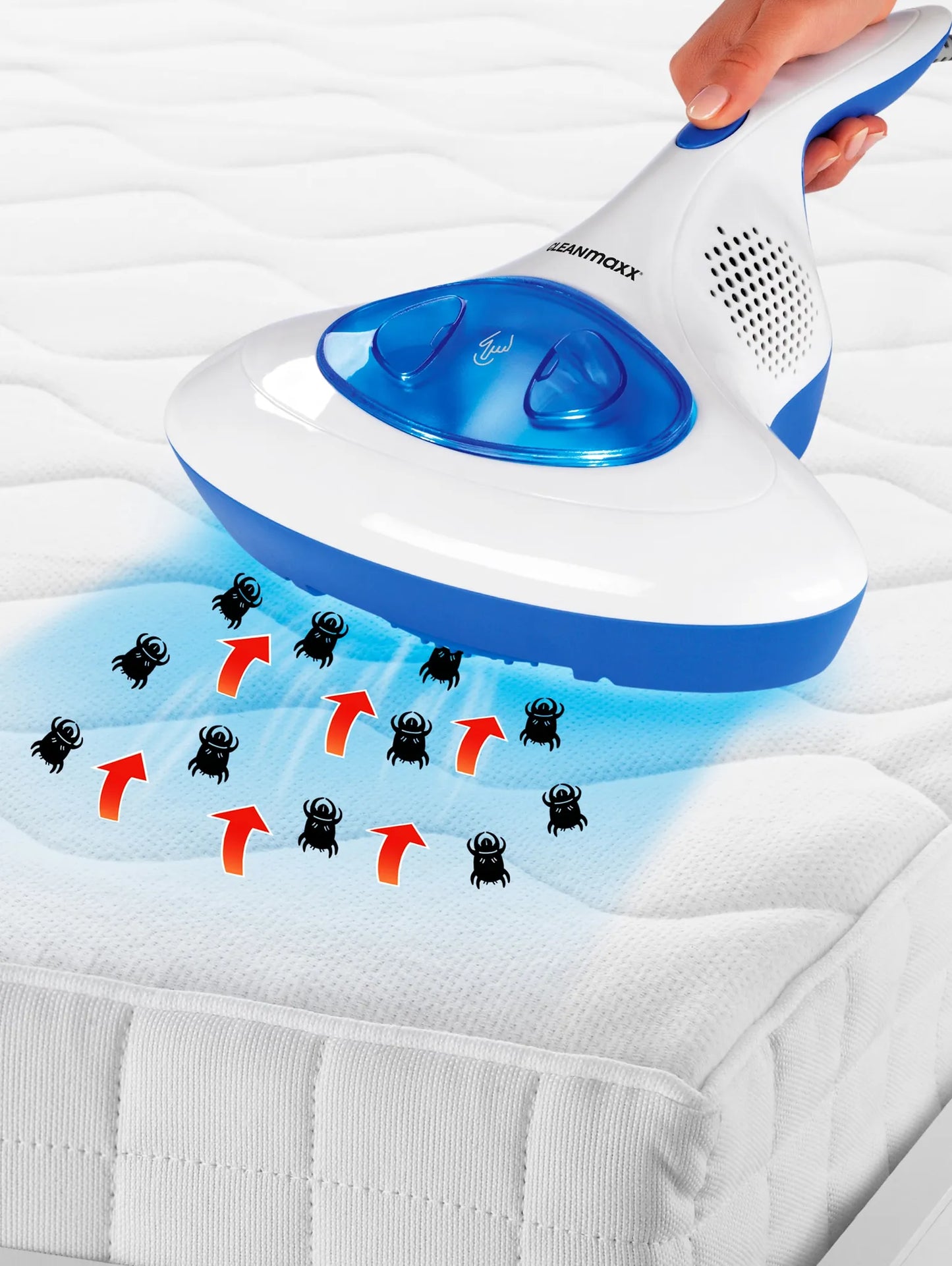 CLEANmaxx Milben-Handstaubsauger mit UV-C-Licht - Reinigen & Desinfizieren in einem Schritt Anti Milbensauger mit UV C Licht 300W HEPA Milben Handstaubsauger Cleanmaxx NEU