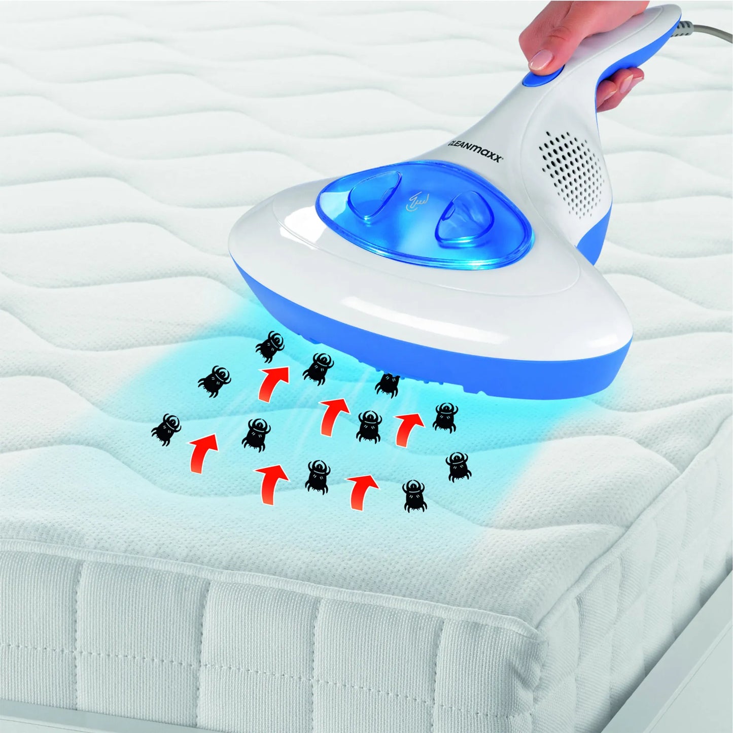 CLEANmaxx Milben-Handstaubsauger mit UV-C-Licht - Reinigen & Desinfizieren in einem Schritt Anti Milbensauger mit UV C Licht 300W HEPA Milben Handstaubsauger Cleanmaxx NEU