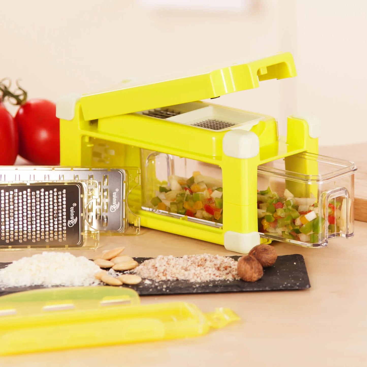Genius Nicer Dicer Magic Cube gourmet Set (9tlg) Schneiden Reiben Hobeln Würfeln Allesschneider in grün; A33826