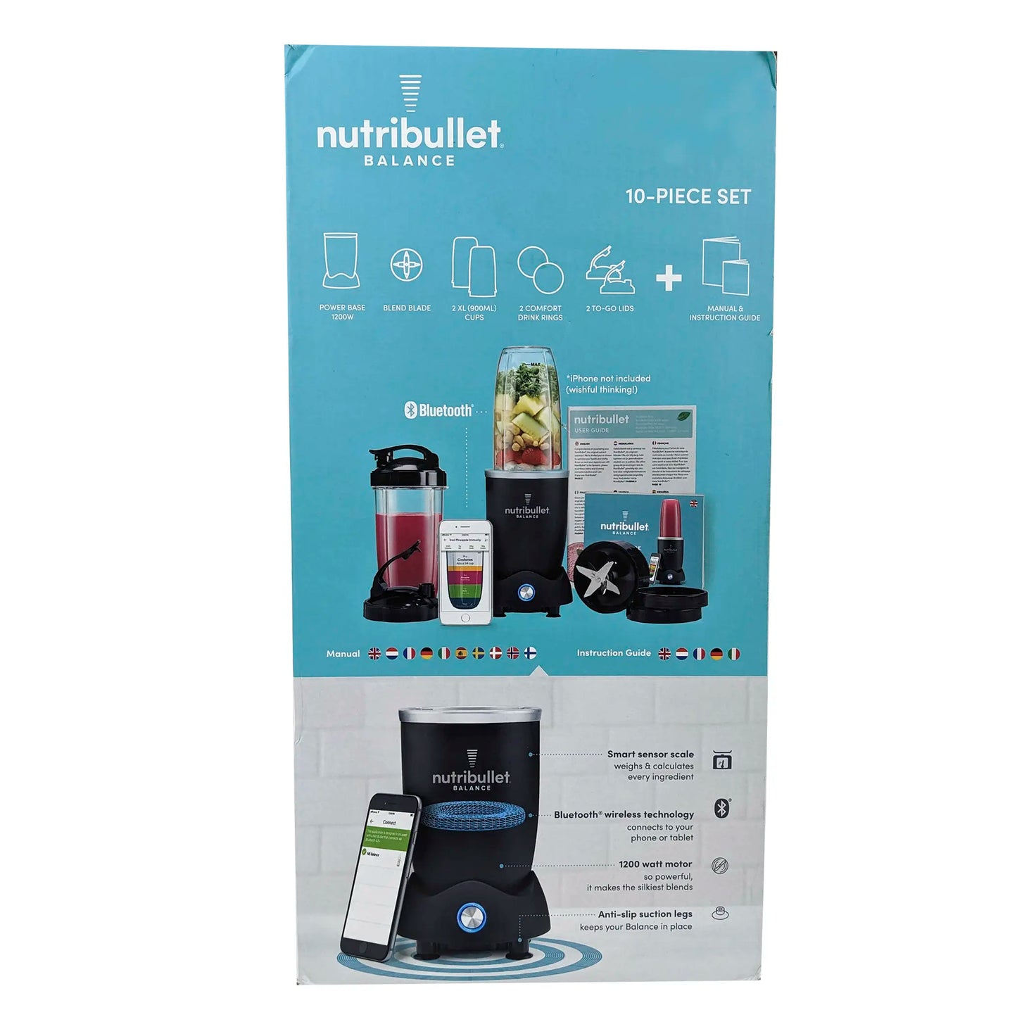 NUTRIBULLET Nutri Bullet 1200 Standmixer, Kunststoffgehäuse, 1200 Watt, 0,82 l Behälter, Becher mit Trinkdeckel