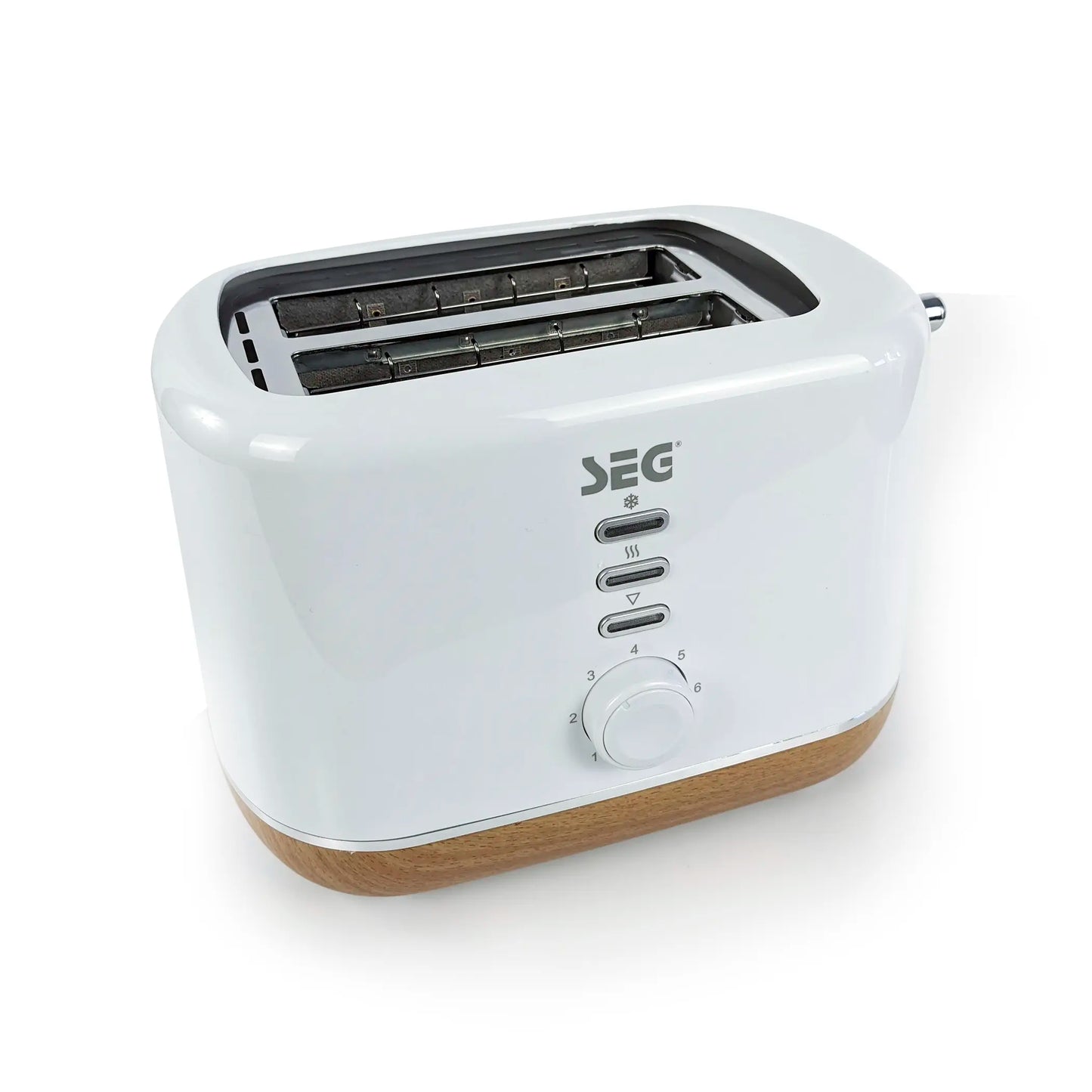 SEG Toaster mit Abtau- und Aufwärmfunktion, 7 einstellbare Bräunungsstufen, Hochglanz, Holzoptik