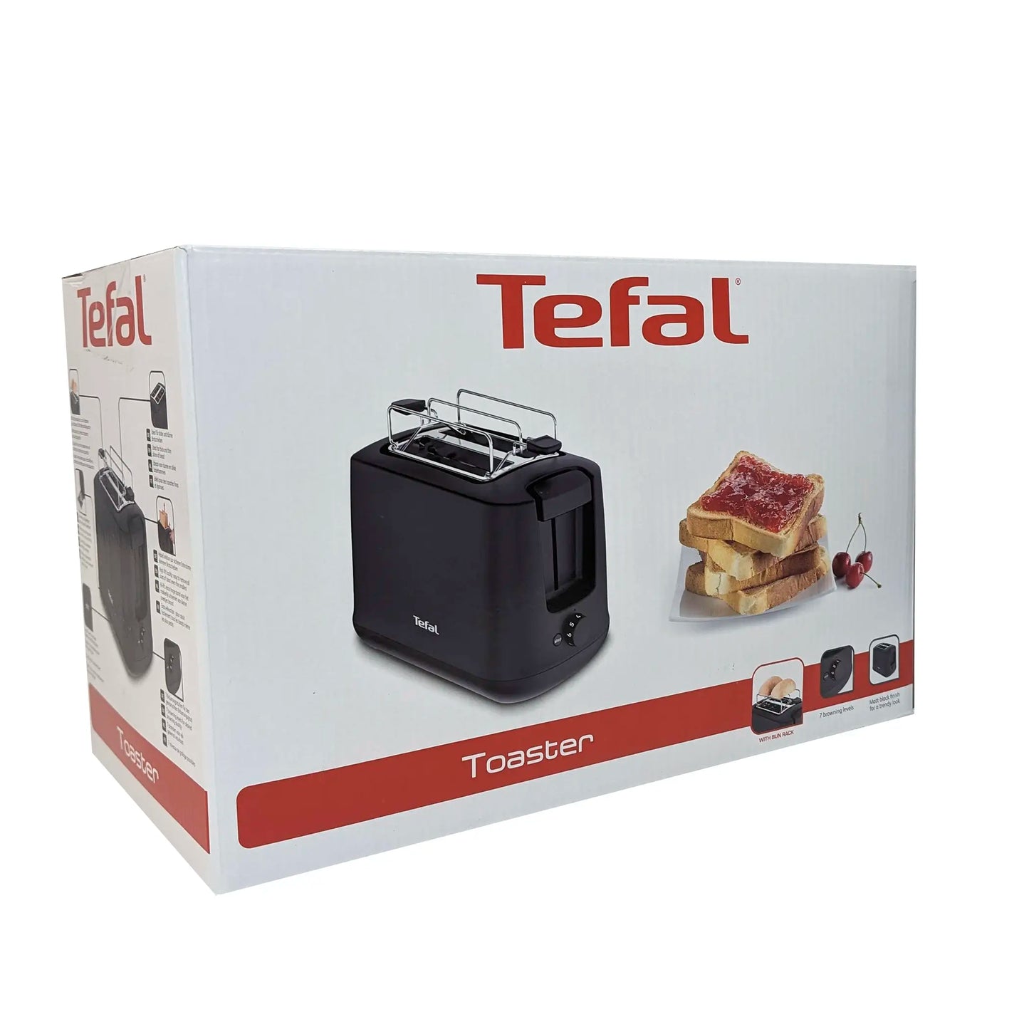 Tefal Principio Select Toaster (850 Watt, 7 Bräunungsstufen, Krümelschublade, Hebe-Funktion, Brötchenaufsatz) schwarz Modell TT165N