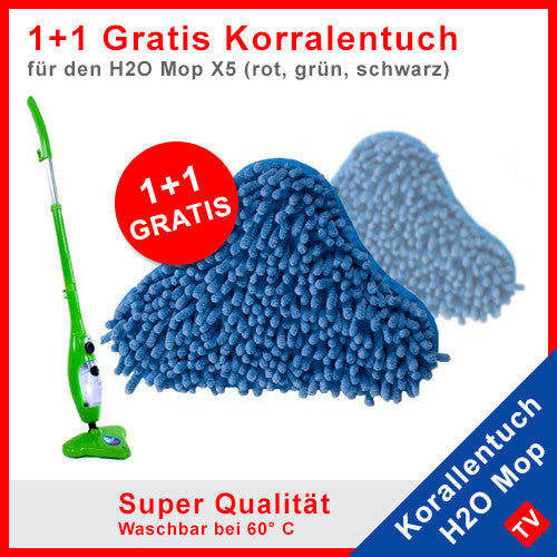 1+1 Korallentuch für den H2O Mop X5 und Dampfreiniger - tv-original - 2