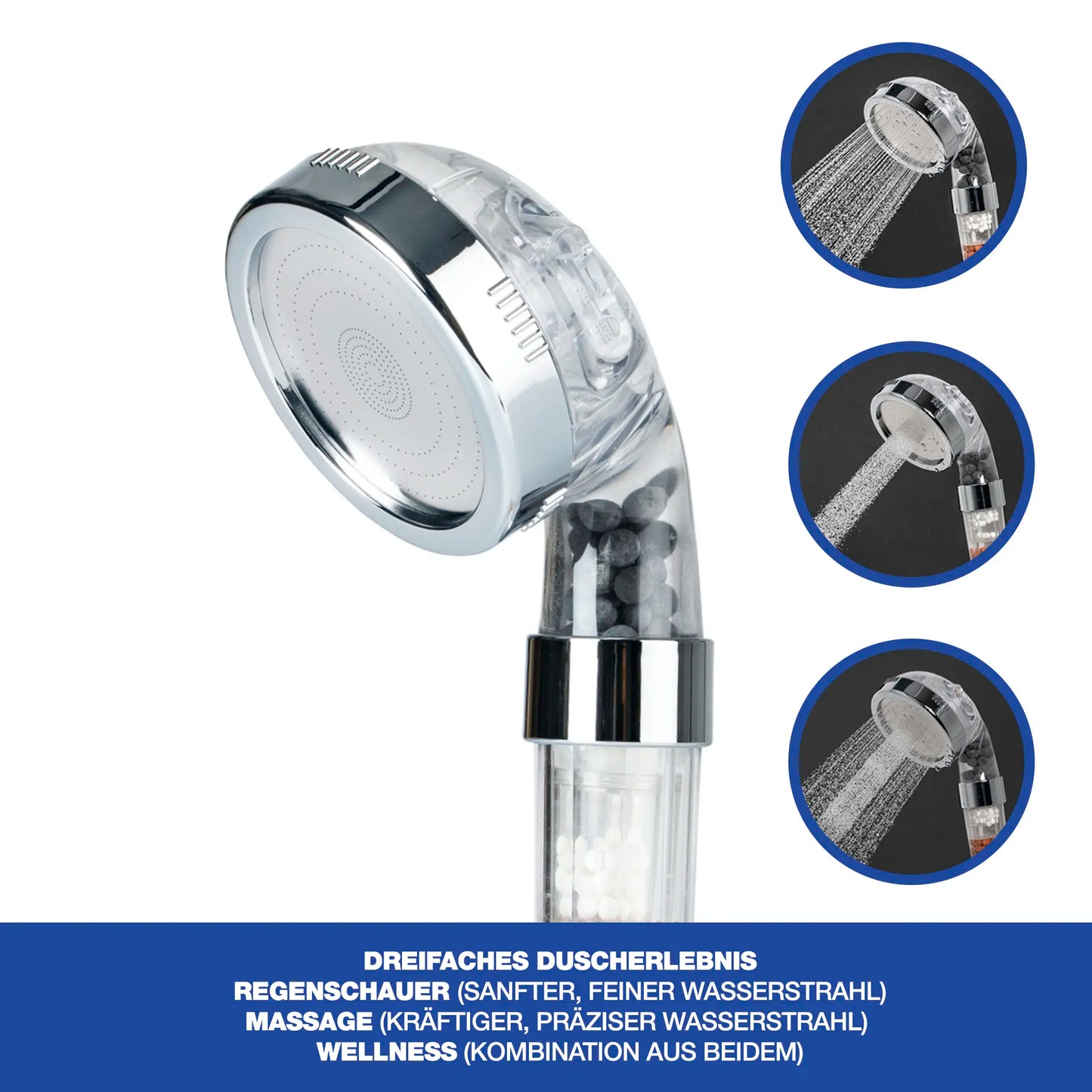 Aquadon Shower Hero – Wassersparender Filter-Duschkopf mit Mineralsteinen