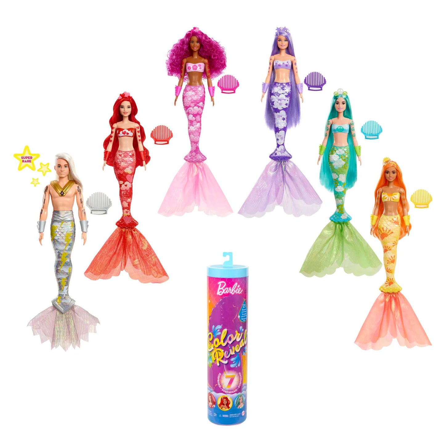 Barbie Color Reveal Puppe Meerjungfrau, Farbwechsel, Anziehpuppe
