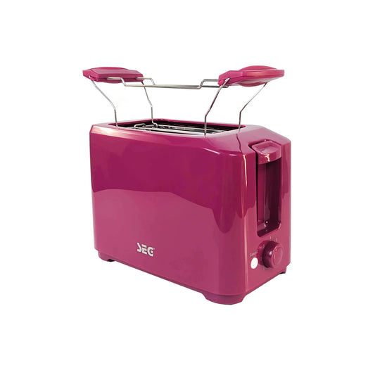 SEG Toaster mit abnehmbaren Brötchenaufsatz und 7 einstellbaren Bräunungsstufen 700 Watt in Pink