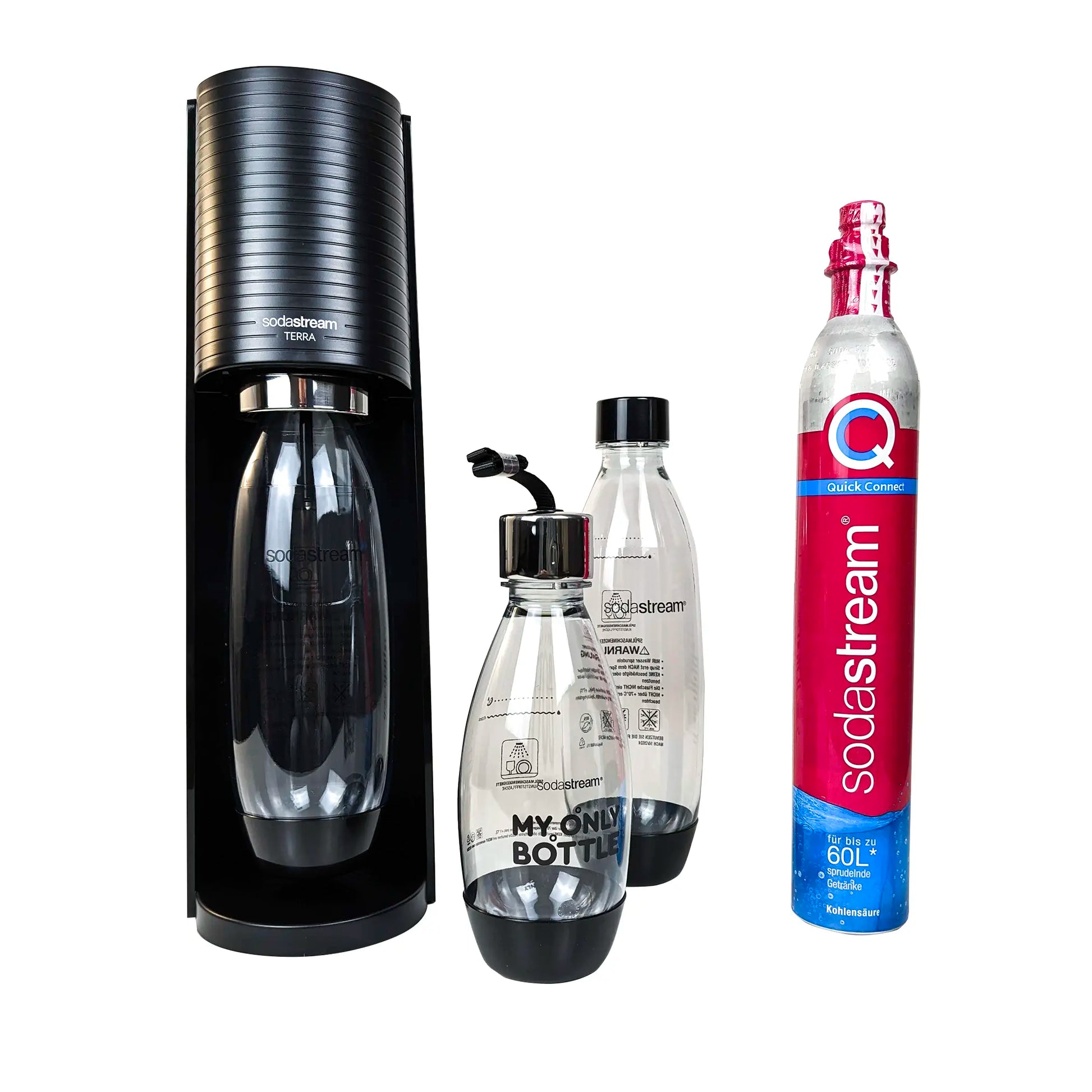 SodaStream TERRA Vorteilspack, Schwarz mit 3 Flaschen – Trendteleshop